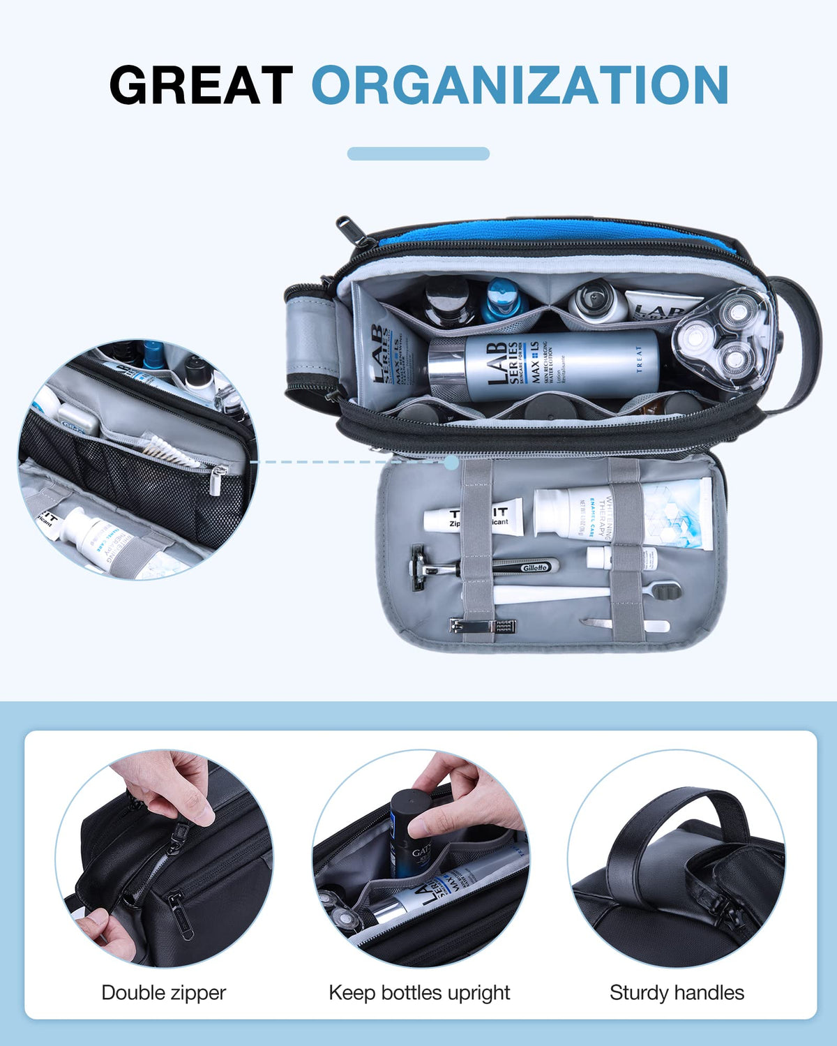 BAGSMART wide-open view revealing main compartment and multiple pockets for easy access and packing