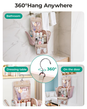 BAGSMART transparent pockets filled with toiletries for quick visual access