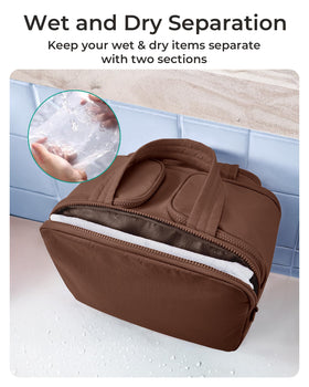 BAGSMART waterproof front pocket detail protecting dry items from wet contents