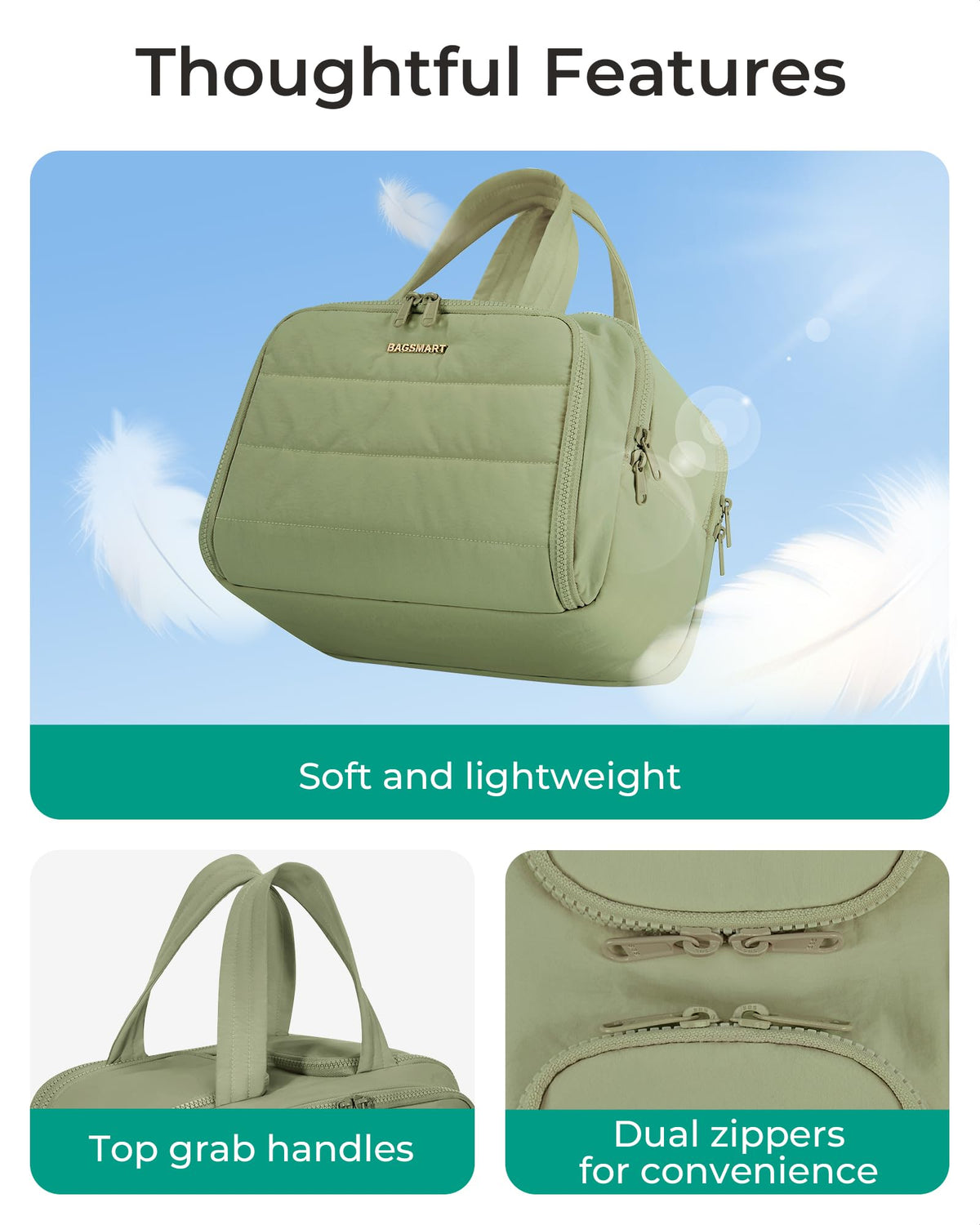BAGSMART waterproof interior close-up for easy cleaning and protection