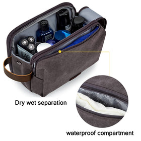 BAGSMART waterproof PVC pocket detail protecting other items from spills and damp toiletries