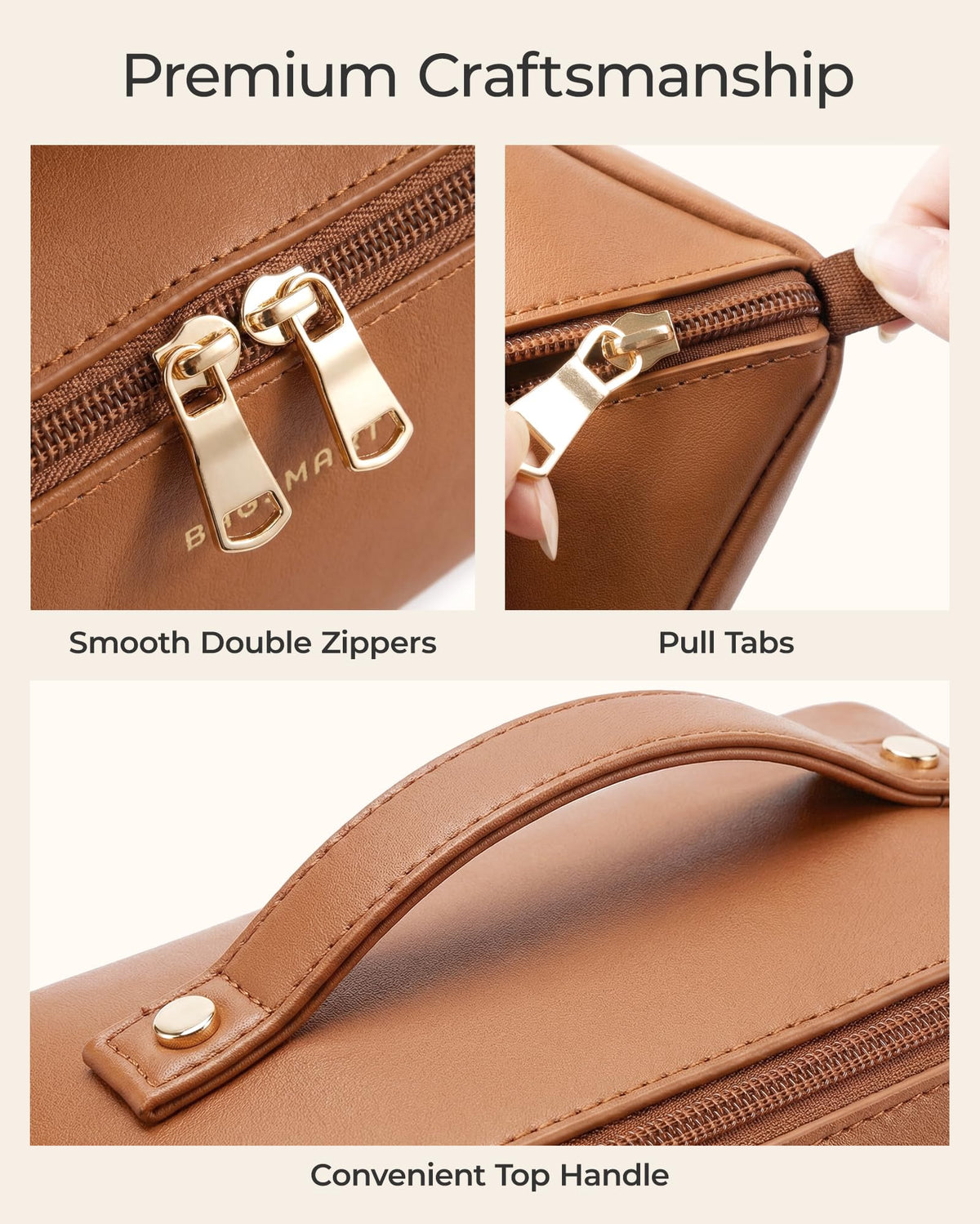 BAGSMART zipper and reinforced stitching detail for long-lasting use