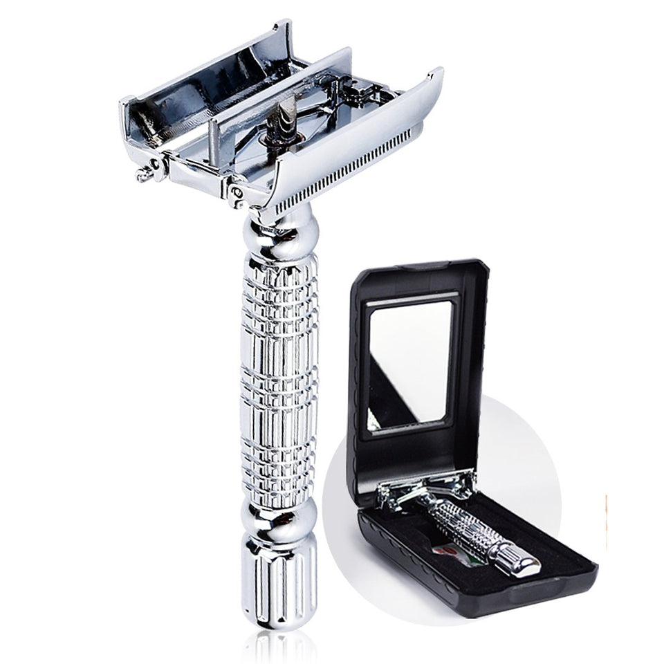 BAILI razor front view showing chrome finish and elegant profile for durable grooming