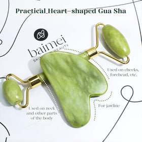 BAIMEI gua sha edge close-up showing ergonomic contour for targeted sculpting benefit
