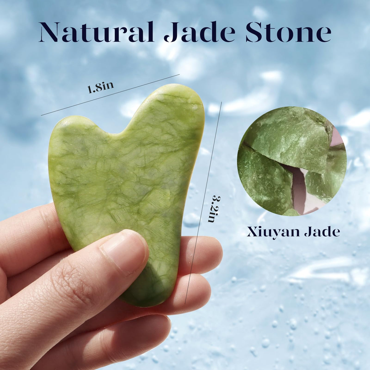 BAIMEI gua sha polished jade stone detail for smooth sculpting and enhanced circulation