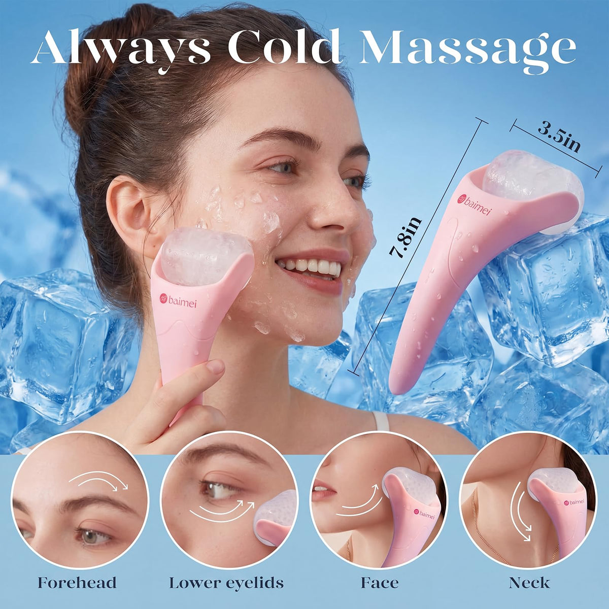 BAIMEI gua sha used on jawline demonstrating lifting technique to define contours