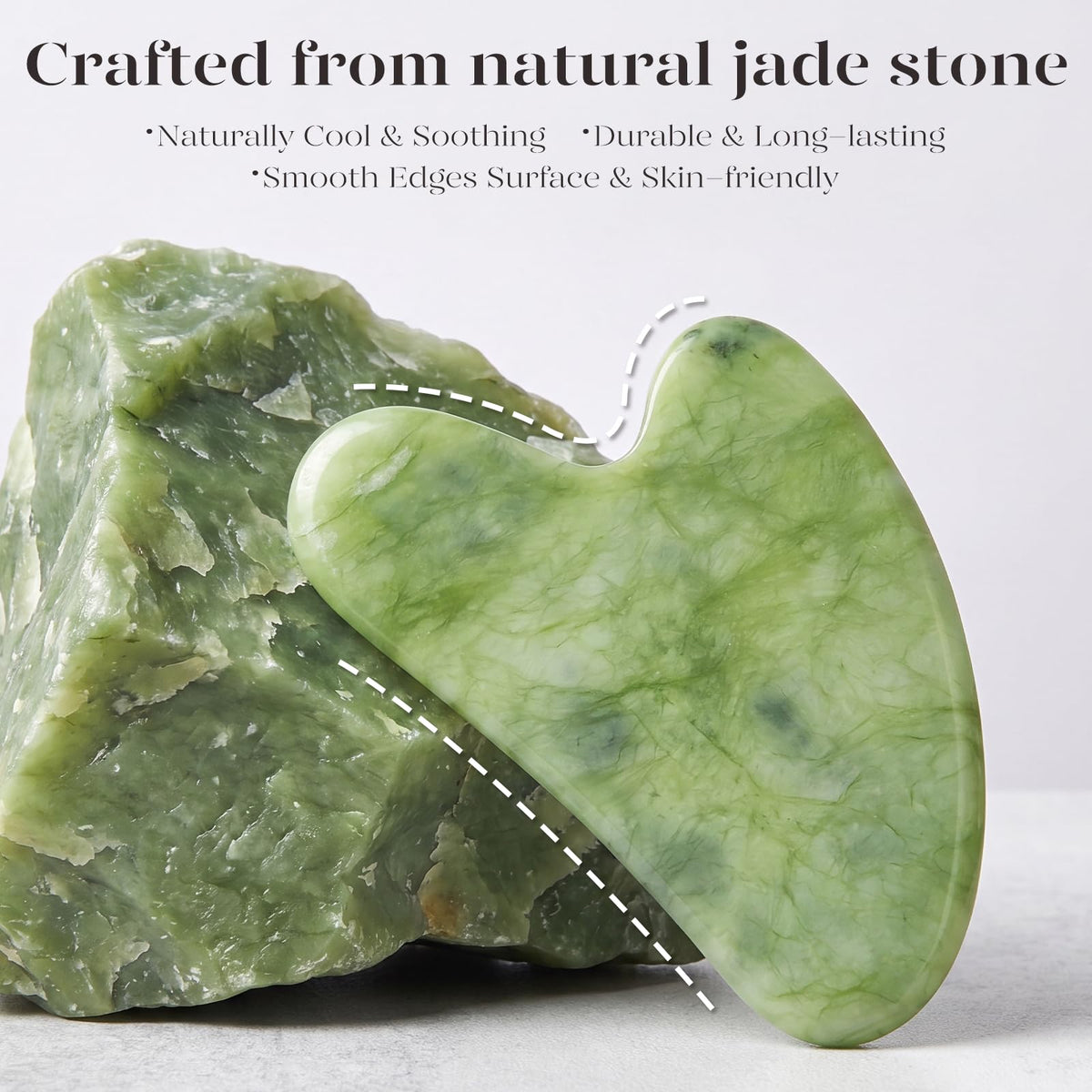 BAIMEI close polish detail highlighting stone texture and durable jade for long-term use
