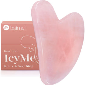 BAIMEI IcyMe front view showing polished rose quartz and ergonomic shape for smooth massage