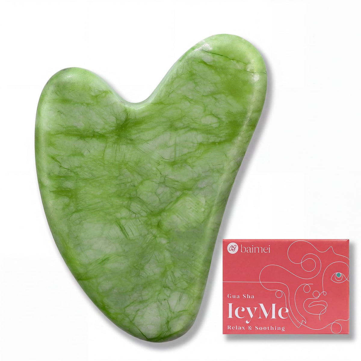 BAIMEI IcyMe front view showing full jade shape and smooth finish for cooling benefits