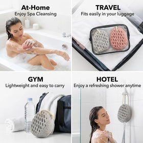 BAIMEI IcyMe hanging in a shower to show fast drying and odor reduction