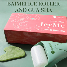 BAIMEI applying gua sha on neck and jaw to show contouring and tension relief benefit