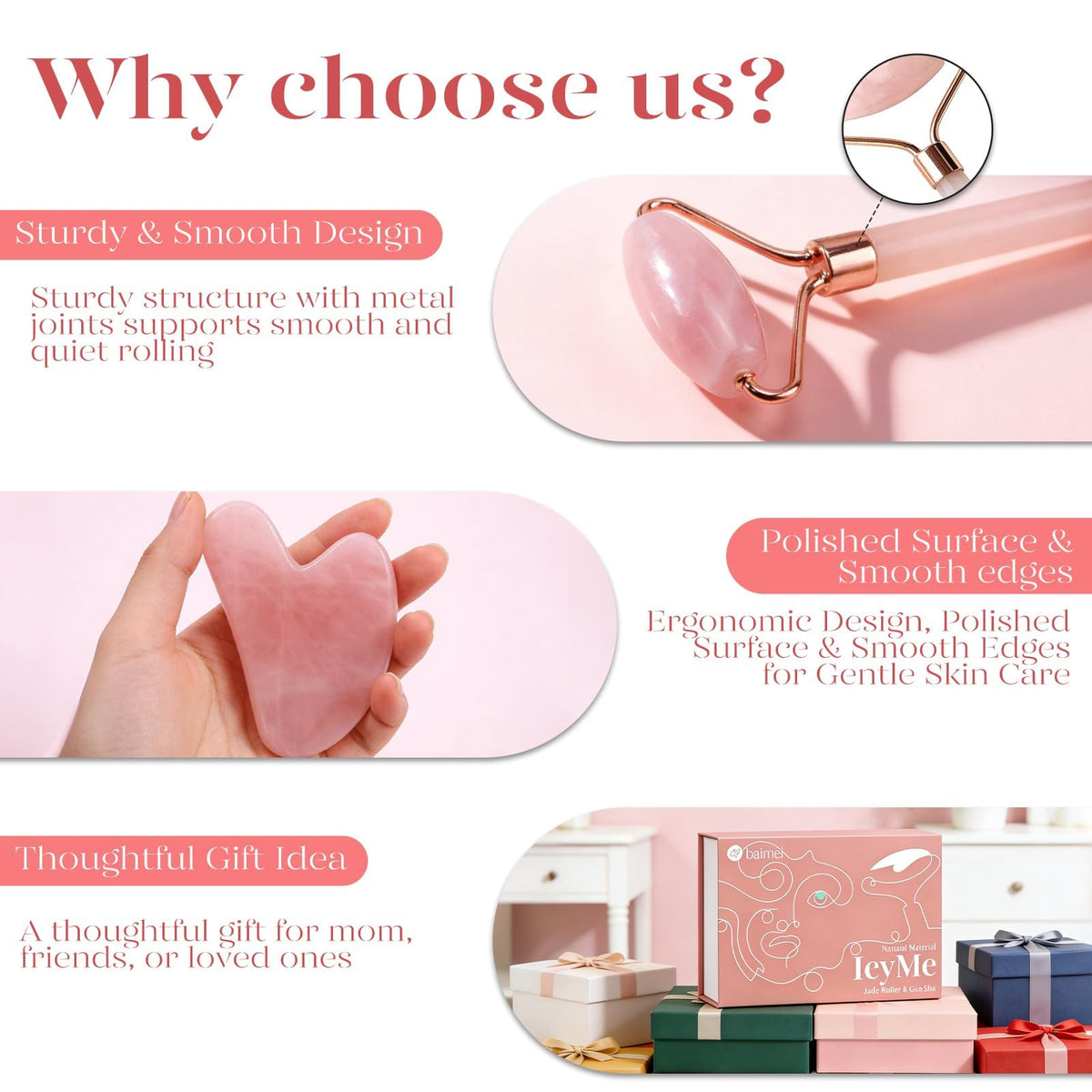 BAIMEI roller and gua sha chilled in fridge for extra cooling and rapid morning de-puffing