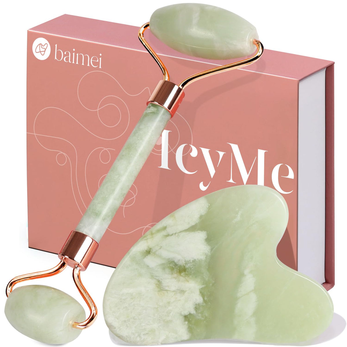 BAIMEI light green roller and box showing elegant gift packaging and calming look