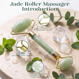 BAIMEI full jade roller and gua sha set displayed on white for routine enhancement