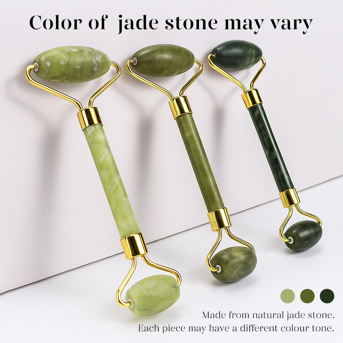 BAIMEI product label on stone confirming natural jade and durable design benefit