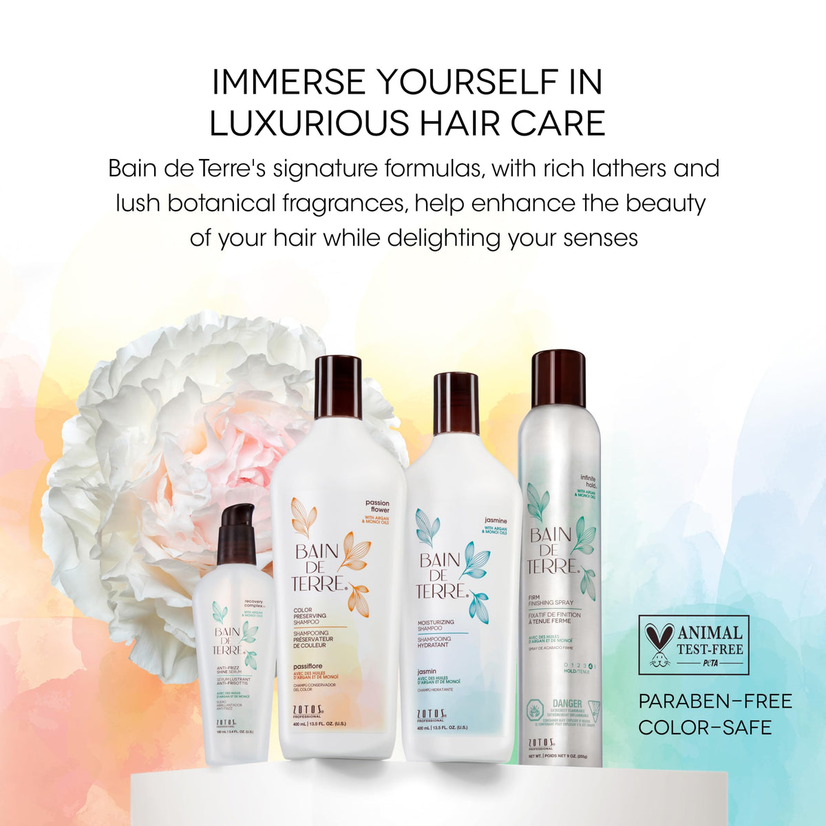 Bain de Terre in a bathroom setting conveying botanical scent and premium routine benefit
