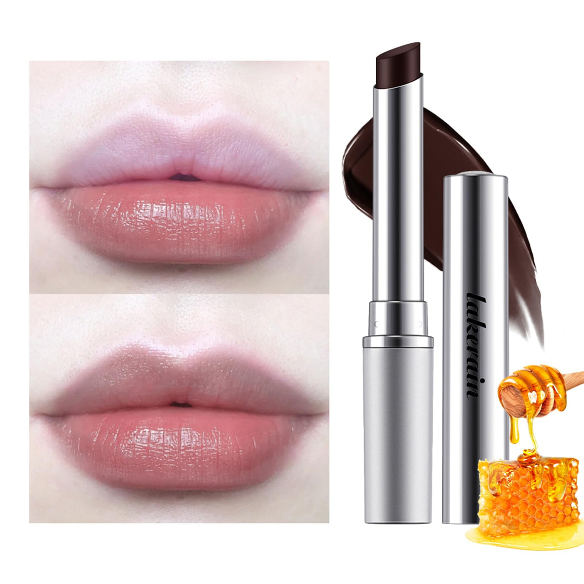 BAISEN DIARY applied on lips showing natural honey-cherry tint effect