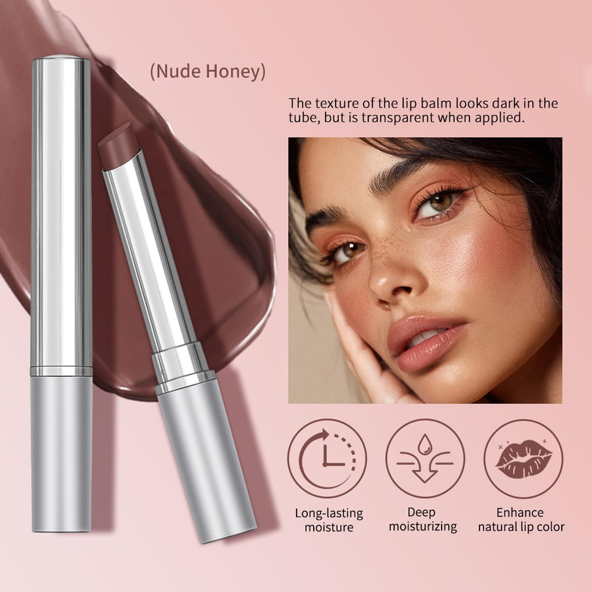BAISEN DIARY three shades arranged to show honey, black cherry, nude and pink benefits