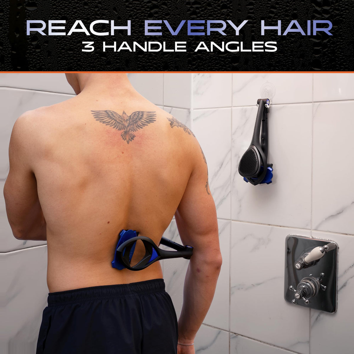 BAKBLADE used in shower demonstrating wet shave convenience and stability