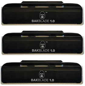 baKblade front packaging showing three 4-inch replacement cartridges and clarity for fast restock