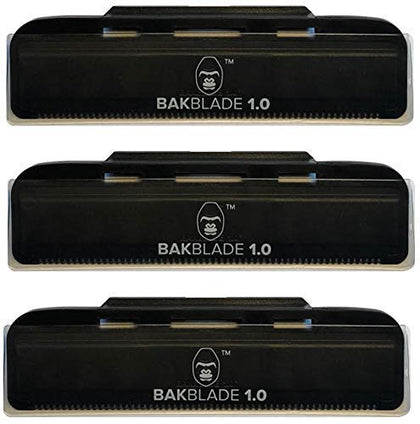 baKblade front packaging showing three 4-inch replacement cartridges and clarity for fast restock