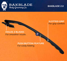 baKblade on bathroom counter in lifestyle scene encouraging confident grooming routine