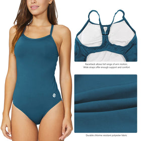 baleaf model wearing swimsuit at poolside demonstrating comfort and range of motion