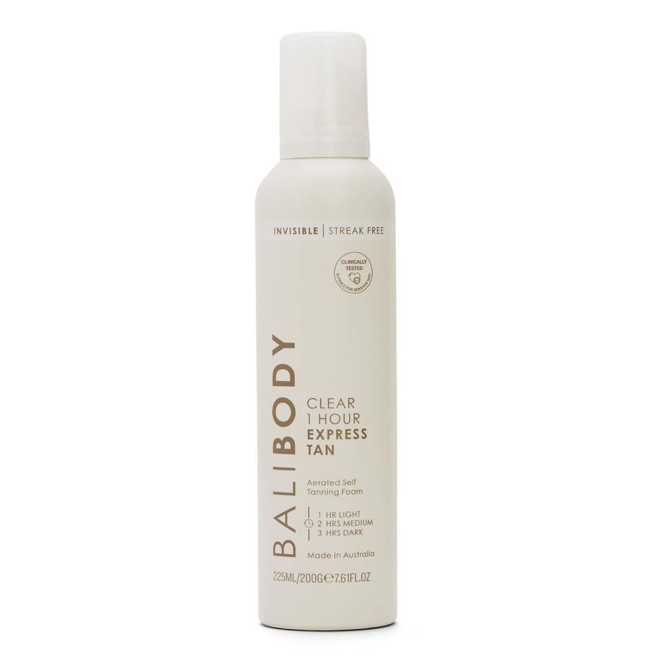 BALI BODY front packaging showing clear express self tanner convenience