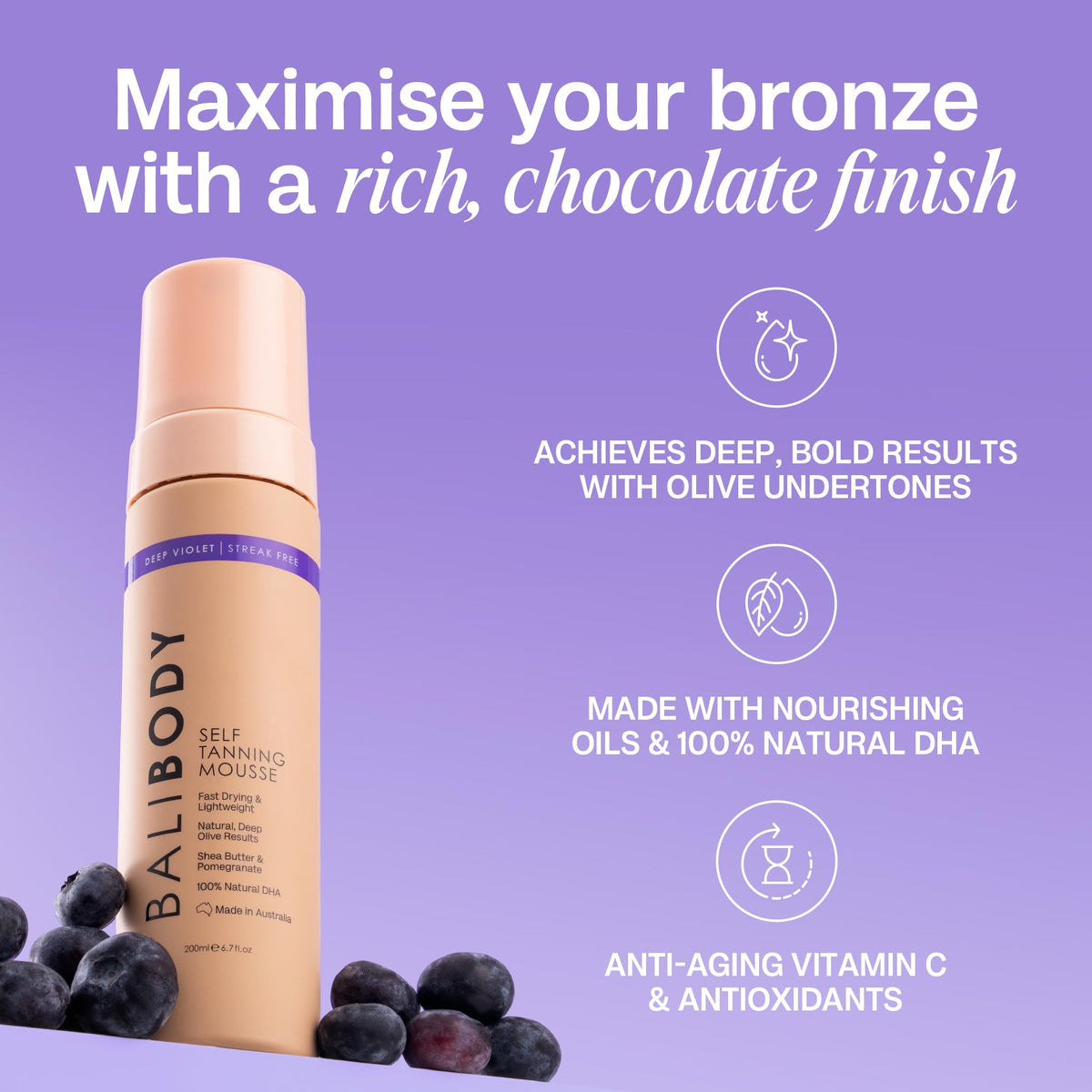 BALI BODY 200ml bottle beside everyday items showing travel-friendly size benefit