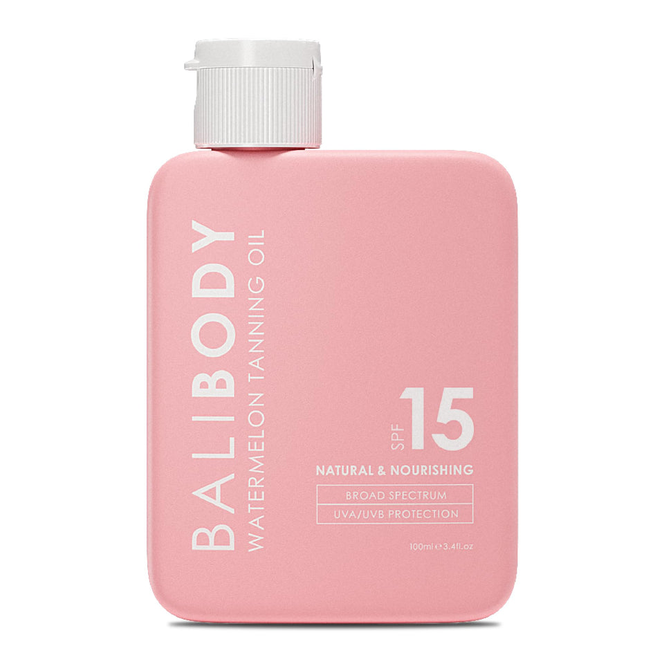 BALI BODY front packaging showing bottle and SPF15 for sunny protection
