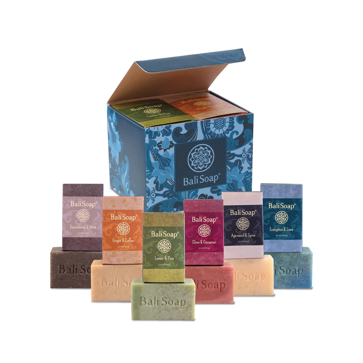 Bali Soap front packaging showing six wrapped bars and brand appeal
