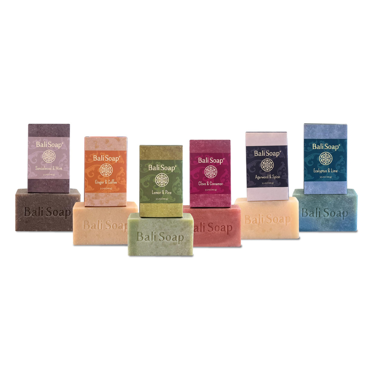 Bali Soap sandalwood-mint bar displayed to show woodsy scent with cool lift