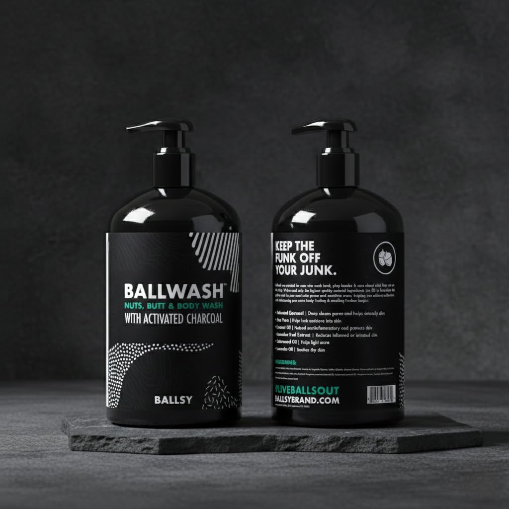 Ballsy in-shower use with water rinsing for full-body cleanliness benefit