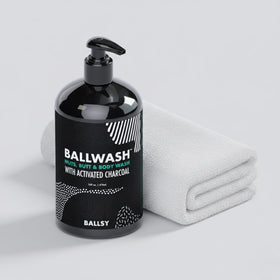 Ballsy intimate care demonstration indicating gentle cleansing benefit