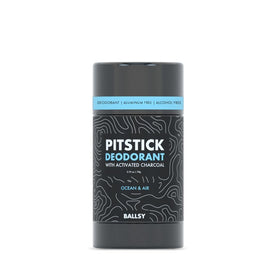 Ballsy Pitstick front packaging showing clear finish and scent label
