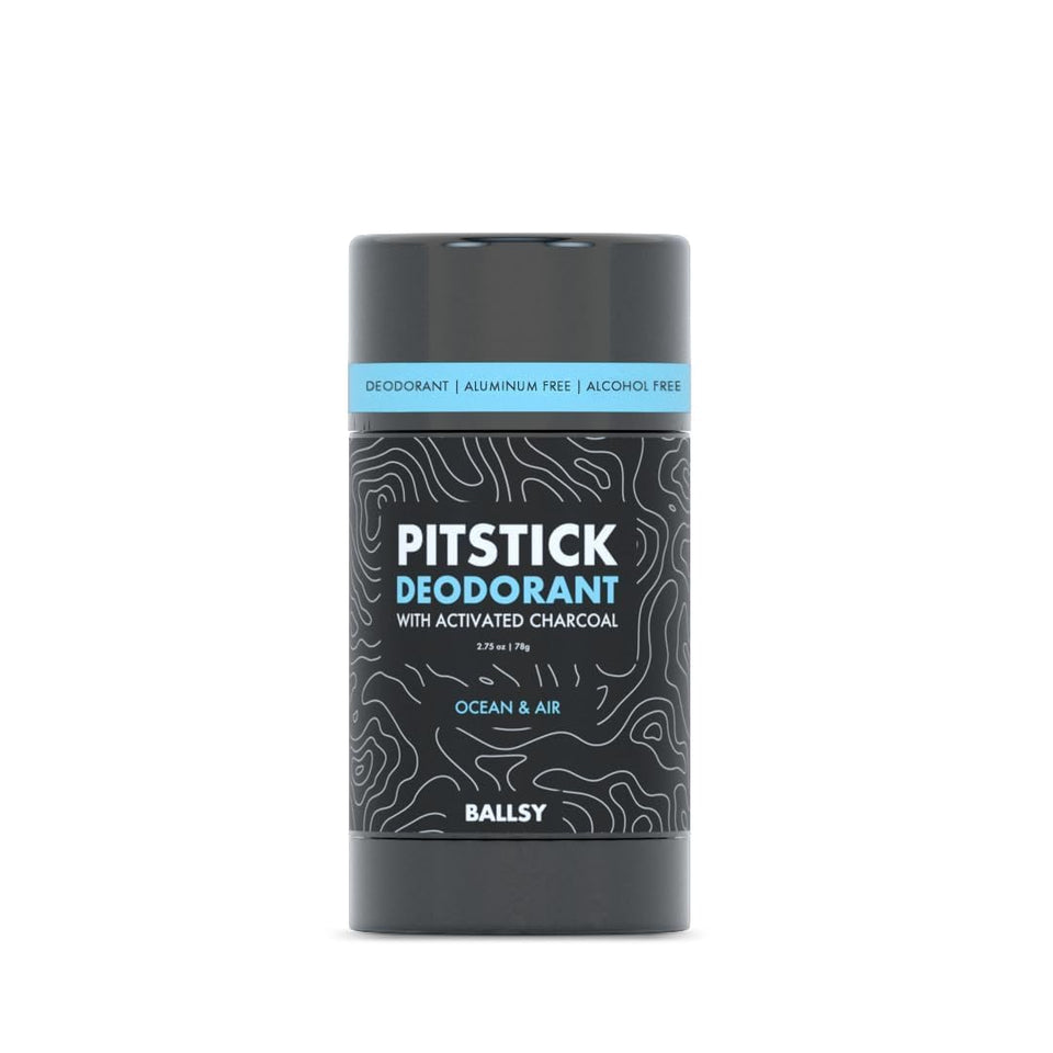 Ballsy Pitstick front packaging showing clear finish and scent label