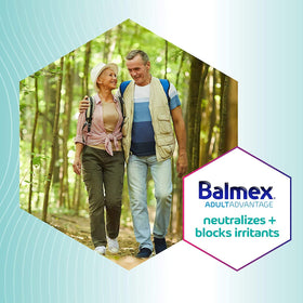 Balmex being applied to adult skin illustrating gentle coverage and soothing benefit