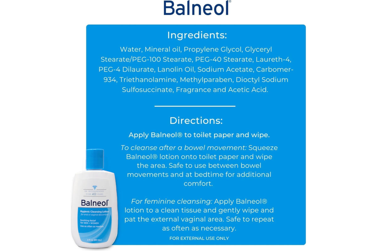 Balneol bottles on a bathroom shelf, Balneol conveys convenient everyday accessibility and freshness