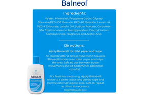 Balneol bottles on a bathroom shelf, Balneol conveys convenient everyday accessibility and freshness