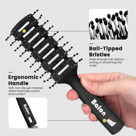 BALON bristle detail with ball tips for gentle detangling and reduced breakage