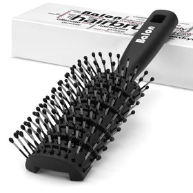 BALON front view of black vented hair brush showing design and finish and faster drying