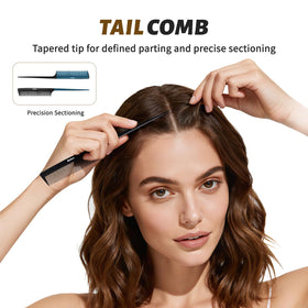 BALON tail comb demonstrating sectioning, aids precise styling tasks