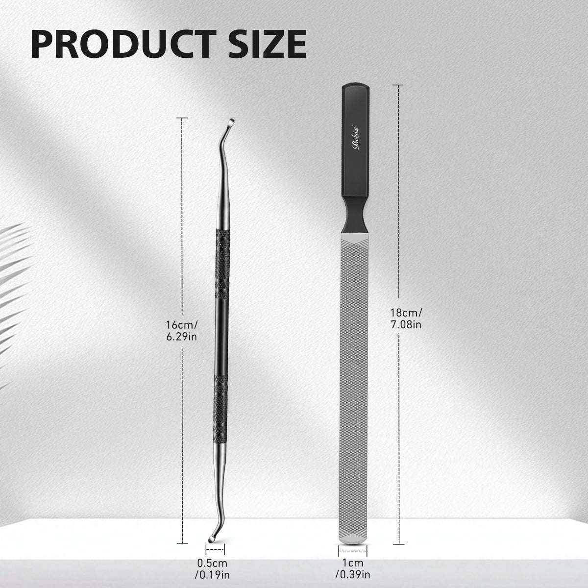 BALUCA stainless steel file stored in travel pouch for hygienic portability
