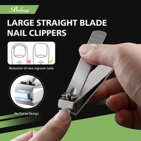 BALUCA close-up of wide 3.35mm open jaw for trimming thick nails benefit
