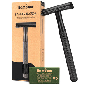Bambaw razor front view showing sleek black finish and ergonomic balance