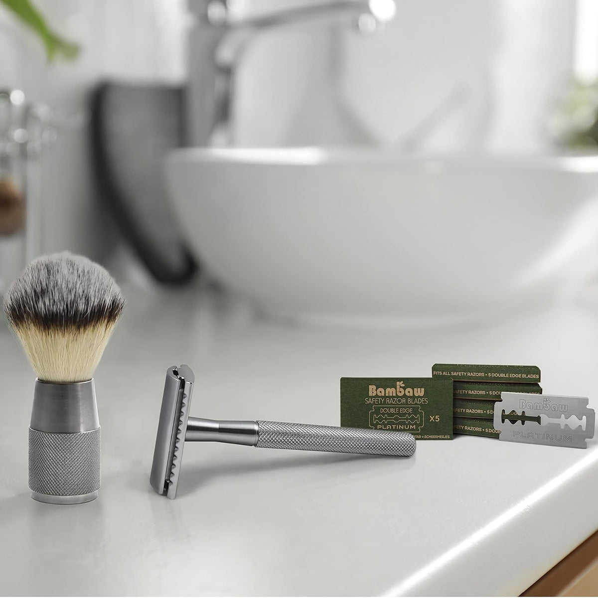 Bambaw close-up of platinum-coated blade edge for longer-lasting sharpness