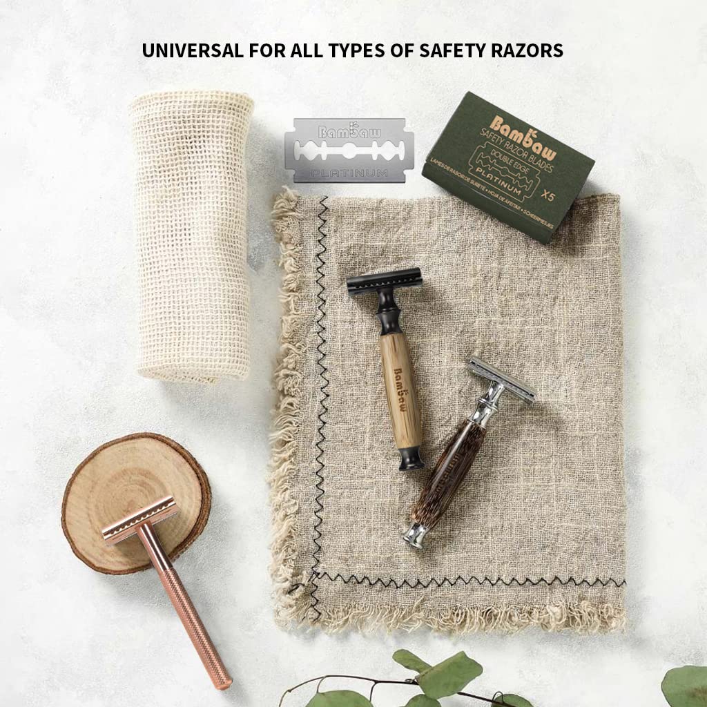 Bambaw blade loaded into a safety razor head demonstrating easy replacement and fit