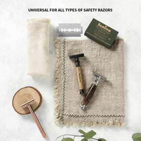 Bambaw blade loaded into a safety razor head demonstrating easy replacement and fit