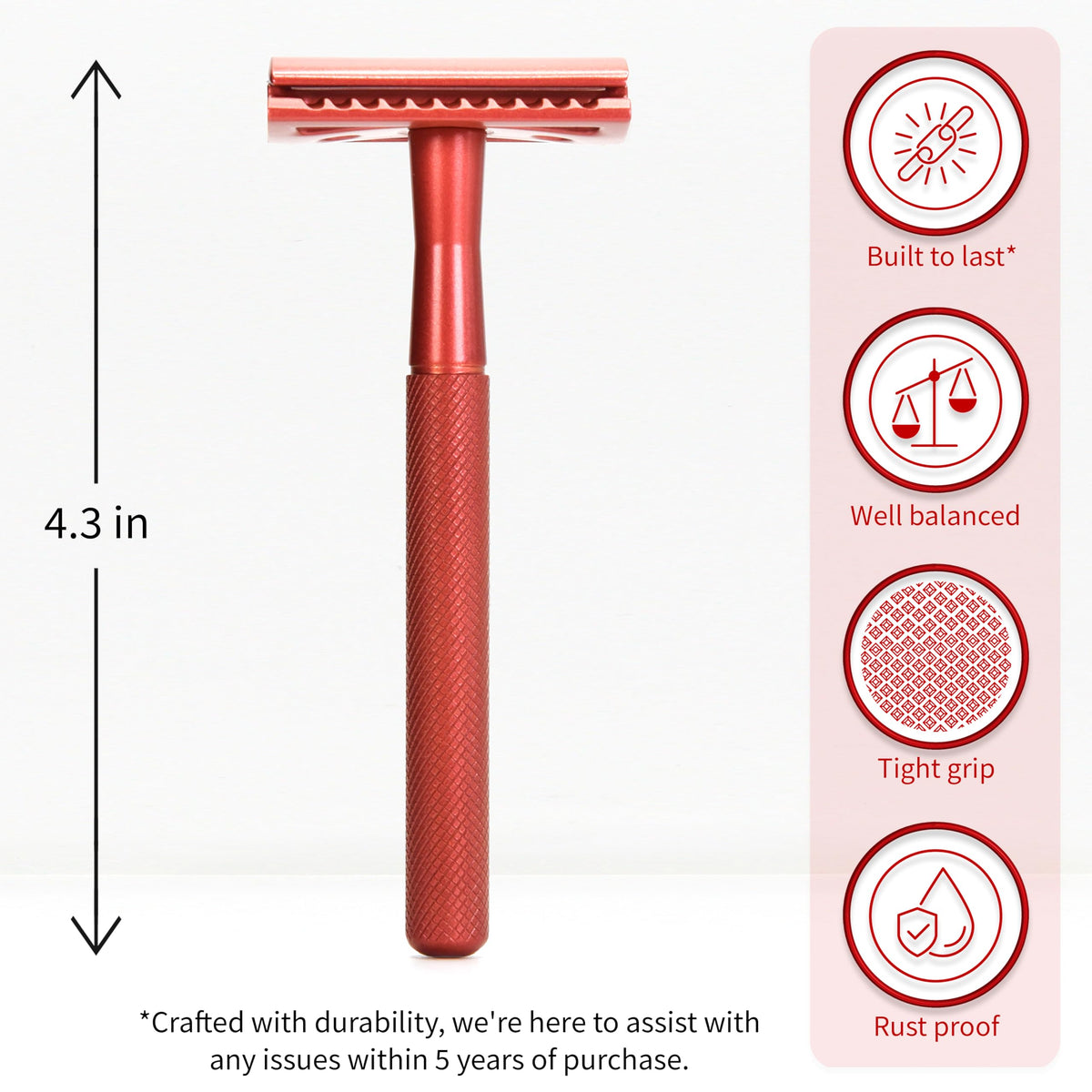 Bambaw metal handle detail red finish highlighting grip and weight for steady control