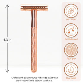 Bambaw razor head close-up showing blade seating for precise, consistent shaving benefit